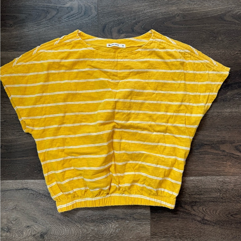 Marine Layer Mustard Yellow Striped Top women’s size XS